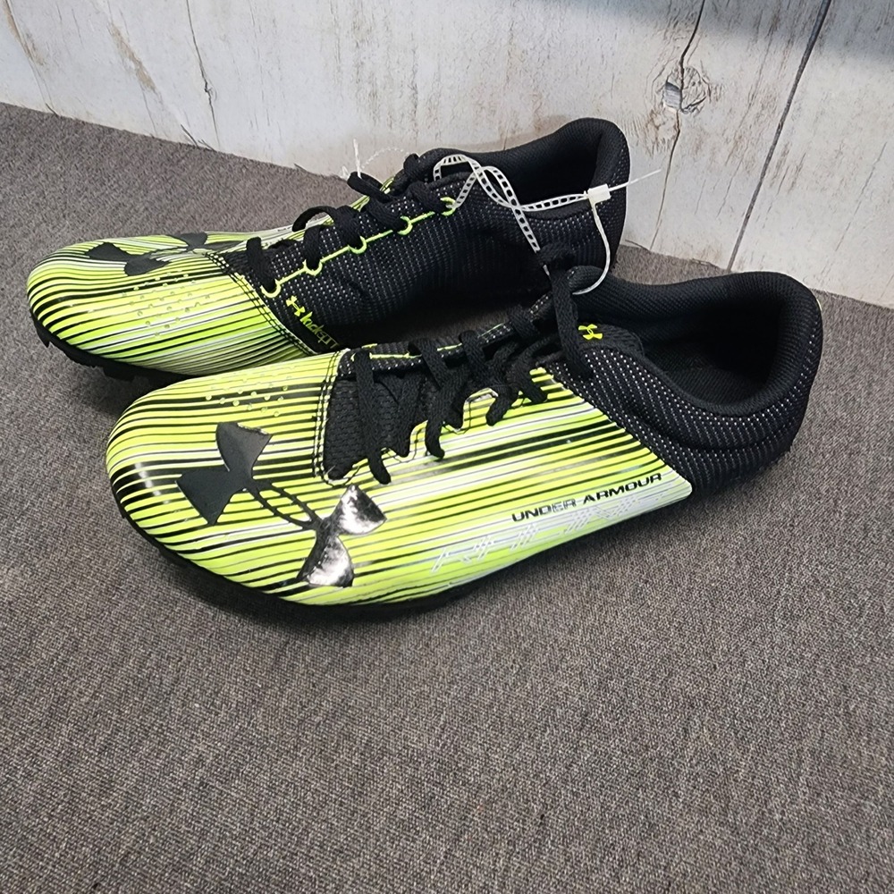 Under Armour Kick Sprint Mens Track Spikes Neon Yellow Black 1273939-300 Size 12